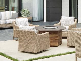 Lloyd Flanders Milan Wicker Fire Pit Patio Lounge Set