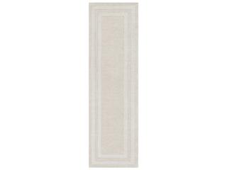 Sorrento Bordered Runner Area Rug in Beige and Taupe 2 ft 6 in x 8 ft