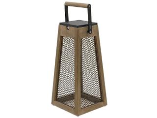 Roam 5-Light Solar Outdoor Lamp with Weathered Teak and Steel Mesh Shade