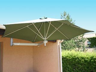 9 ft off the wall patio umbrella 9' Octagon Pulley Premier Supporting the canopy is an aluminum pole finished in bronze WestinTrends 9 ft Outdoor Patio
