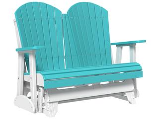 LuxCraft Recycled Plastic Adirondack Glider Outdoor Loveseat