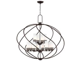 Livex Lighting Westfield 12-Light Olde Bronze White Glass Candelabra Cylinder Chandelier