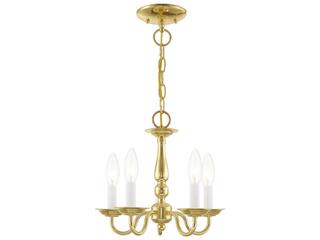 Livex Lighting Williamsburgh 5-Light Polished Brass Candelabra Chandelier