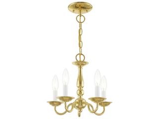 Livex Lighting Williamsburgh 5-Light Polished Brass Candelabra Chandelier