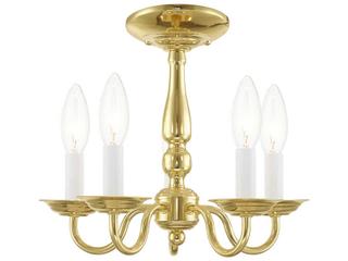 Livex Lighting Williamsburgh 5-Light Polished Brass Candelabra Chandelier
