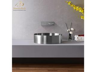Maestro BathLuminesca Modern Round Vessel Sink  Brushed Silver