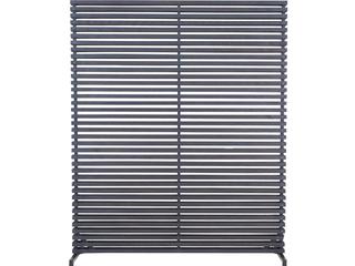 Dallin Black Room Divider Screen with Hardwood Slats and Aluminum Frame