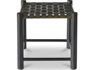 Moe's Home Selby Black Leather Accent Stool