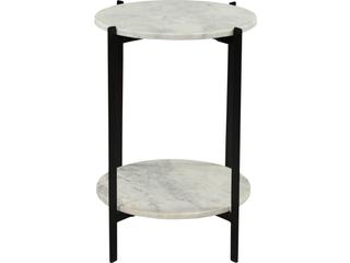 Moe's Home Round White Marble Black Matte End Table