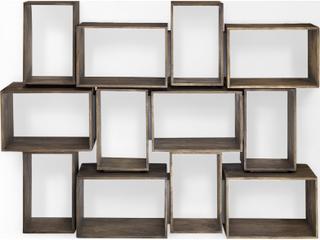 Mercana Simul Brown Wood 2 Shelves Modular Shelving Unit
