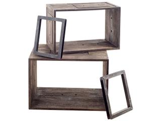 Mercana Simul Brown Wood 2 Shelves Modular Shelving Unit