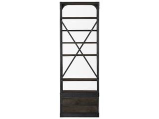 Mercana Brodie VII 32L x 22W x 94H Brown Wood Gun-Metal Bracing Four Shelf Shelving Unit