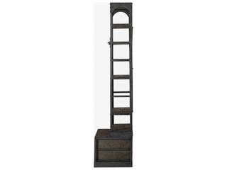 Mercana Brodie VII 32L x 22W x 94H Brown Wood Gun-Metal Bracing Four Shelf Shelving Unit