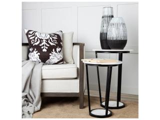 Mercana Bombola II (Large) 18L x 18W White Round Marble Top W/Black Metal Frame Accent Table