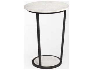 Mercana Bombola II (Large) 18L x 18W White Round Marble Top W/Black Metal Frame Accent Table