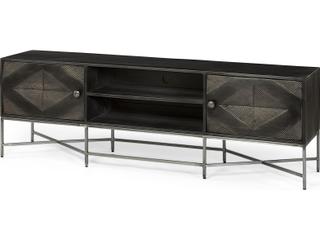 Mercana Hogarth I Dark Brown Solid Wood TV Stand Media Console with Storage, TV up to 81"