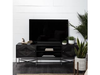Mercana Hogarth I Dark Brown Solid Wood TV Stand Media Console with Storage, TV up to 81"