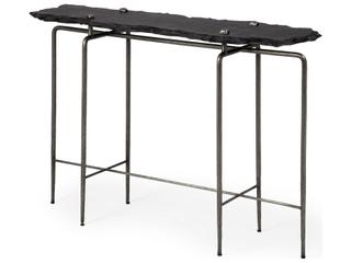 Pinera II 49L x 17W Black Slate W/Iron Base Console Table
