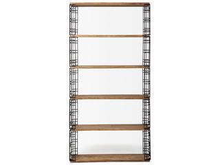 Mercana Bradie I 40L x 12W x 79H Brown Wood and Metal Frame Six Shelf Shelving Unit