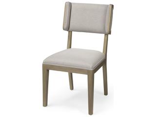Mercana Tenton I Grey Fabric Wrap Brown Wooden Base Dining Chair