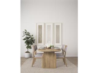 Mercana Tenton I Grey Fabric Wrap Brown Wooden Base Dining Chair