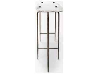 Mercana Pinera III 49L x 17W White Marble Top Gold-Toned Iron Base Console Table