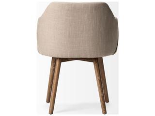 Mercana Ronald II Cream Fabric Wrap Brown Wooden Base Dining Chair