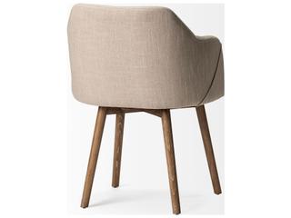 Mercana Ronald II Cream Fabric Wrap Brown Wooden Base Dining Chair