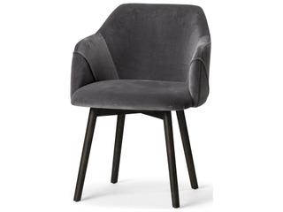 Mercana Ronald II Grey Velvet Wrap Black Wooden Base Dining Chair