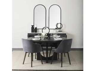 Mercana Ronald II Grey Velvet Wrap Black Wooden Base Dining Chair