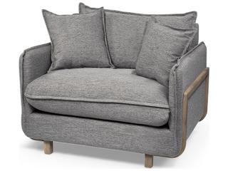 Mercana Roy II Castlerock Gray Upholstered and Brown Wood Frame Arm Chair
