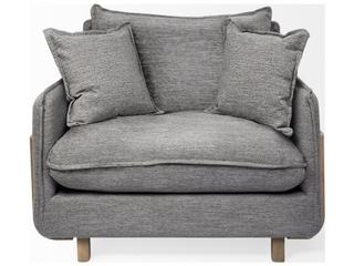 Mercana Roy II Castlerock Gray Upholstered and Brown Wood Frame Arm Chair