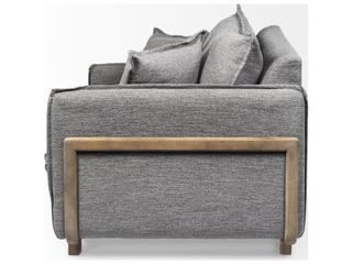 Mercana Roy II Castlerock Gray Upholstered and Brown Wood Frame Arm Chair