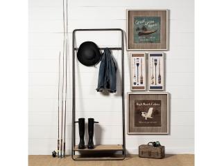 Mercana Carell 31L x 18W Black Metal And Wood Shelf Hall Tree