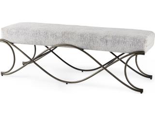 Mercana Ayla 55L x 17.6W x 18H Dark Gray Fabric Seat W/ Dark Nickel Metal Frame Bench