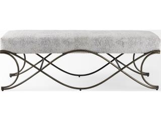 Mercana Ayla 55L x 17.6W x 18H Dark Gray Fabric Seat W/ Dark Nickel Metal Frame Bench