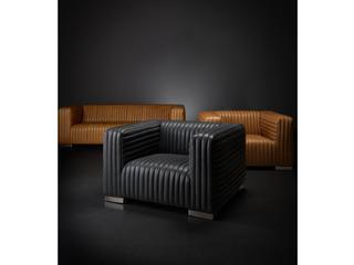 Mercana Ricciardo Black Leather Upholstered Arm Chair