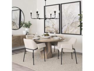 Mercana Brently Dining Chair w/ Oatmeal Fabric & Matte Black Metal Legs
