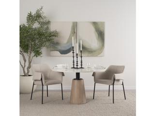 Mercana Brently Dining Chair w/ Oatmeal Fabric & Matte Black Metal Legs