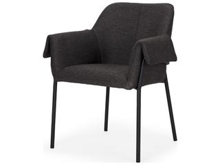 Mercana Brently Dining Chair w/ Gray Fabric & Matte Black Metal Legs