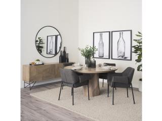 Mercana Brently Dining Chair w/ Gray Fabric & Matte Black Metal Legs