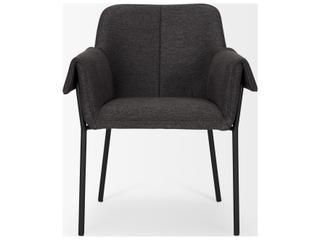 Mercana Brently Dining Chair w/ Gray Fabric & Matte Black Metal Legs
