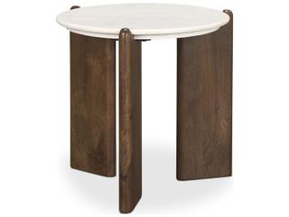 Mercana Rumer Dark Brown Wood w/ White Marble Side Table