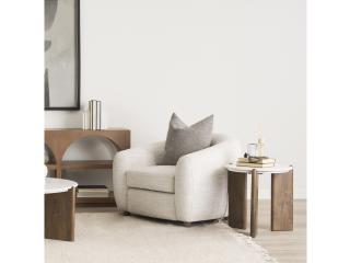 Mercana Rumer Dark Brown Wood w/ White Marble Side Table
