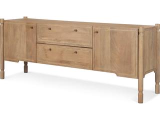 Mercana Phil Light Brown Wood 2 Door 1 Drawer w/ Pull Down Media Console