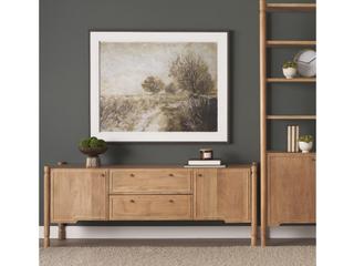 Mercana Phil Light Brown Wood 2 Door 1 Drawer w/ Pull Down Media Console