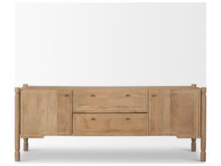 Mercana Phil Light Brown Wood 2 Door 1 Drawer w/ Pull Down Media Console