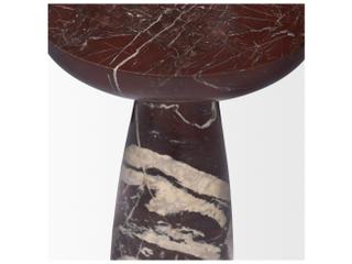 Mercana Bellancia Rosso Red Levanto Marble Pedastal Side Table