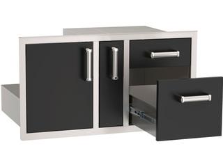 Fire Magic Echelon Black Access Door with Platter Storage & Double Drawer