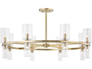 16-Light Tabitha Chandelier with Glass Shades in Aged Brass